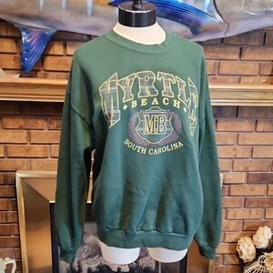 Myrtle Beach South Carolina Green Crewneck Sweatshirt Vintage Pteppy Plaid Sz XL